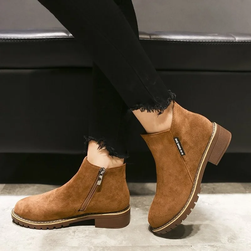 

2023 New Women Boots Autumn Winter Boots Classics Zipper Snow Ankle Boots Faux Suede Woman Shoes Short Boots Ladies