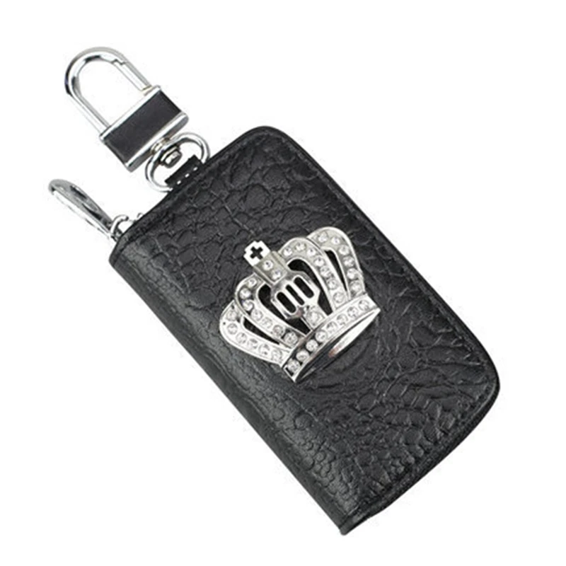 

Universal Leather Car Key Case ​Crystal Rhinestone Crown Driver's License Cover Holder Car Key Bag Wallets Keychain Accessories