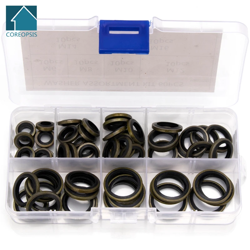 

60pcs 100pcs Sealing Gasket M6 M8 M10 M12 M14 M16 High Pressure Flat Washer O-Ring Seal Gauge Couplers Socket M616DP043-044-045