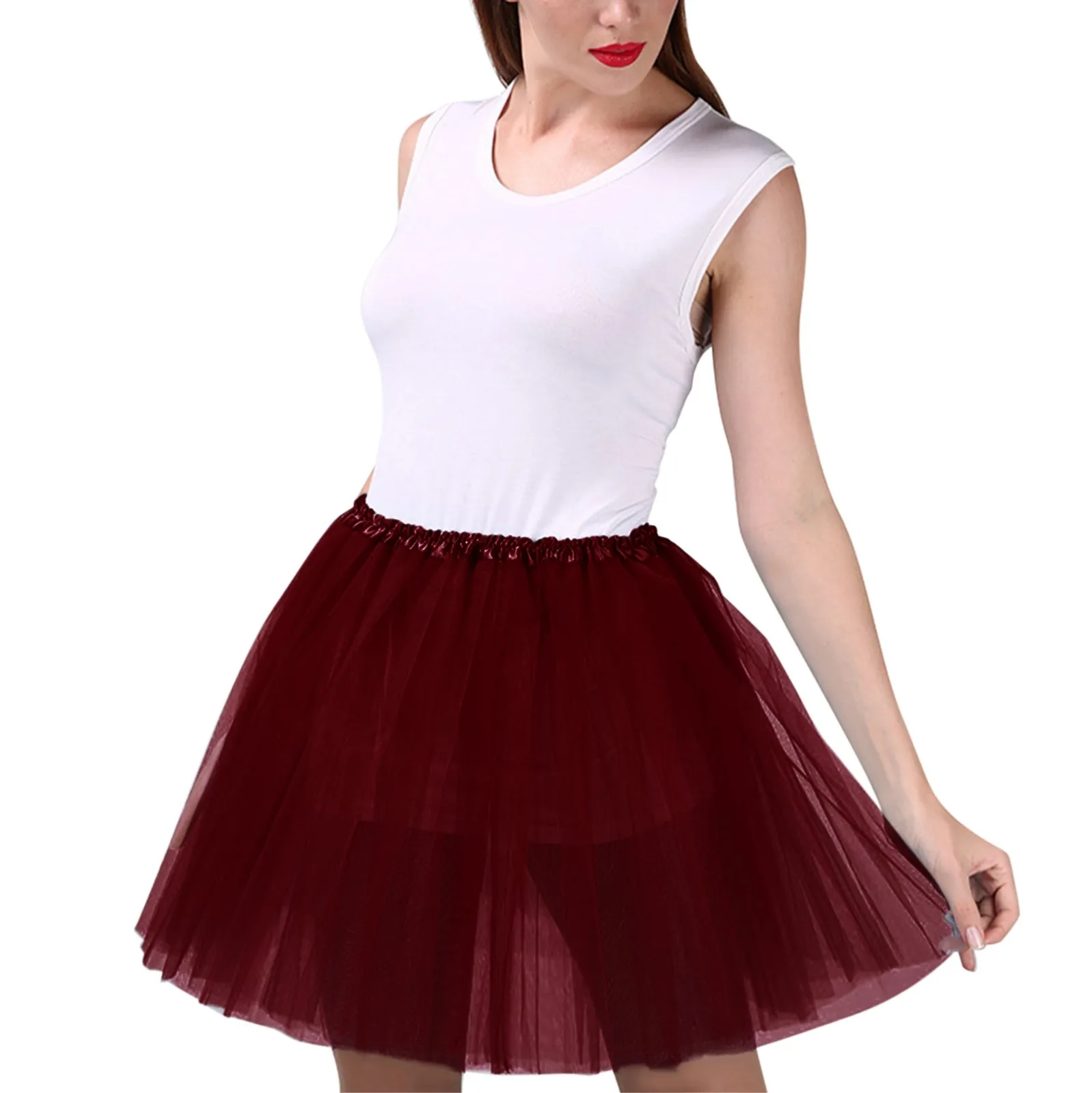 

Women'S Candy Color Multicolor Skirt Support Half Body Puff Petticoat Colorful Small Short Skirt Plaid Skirt