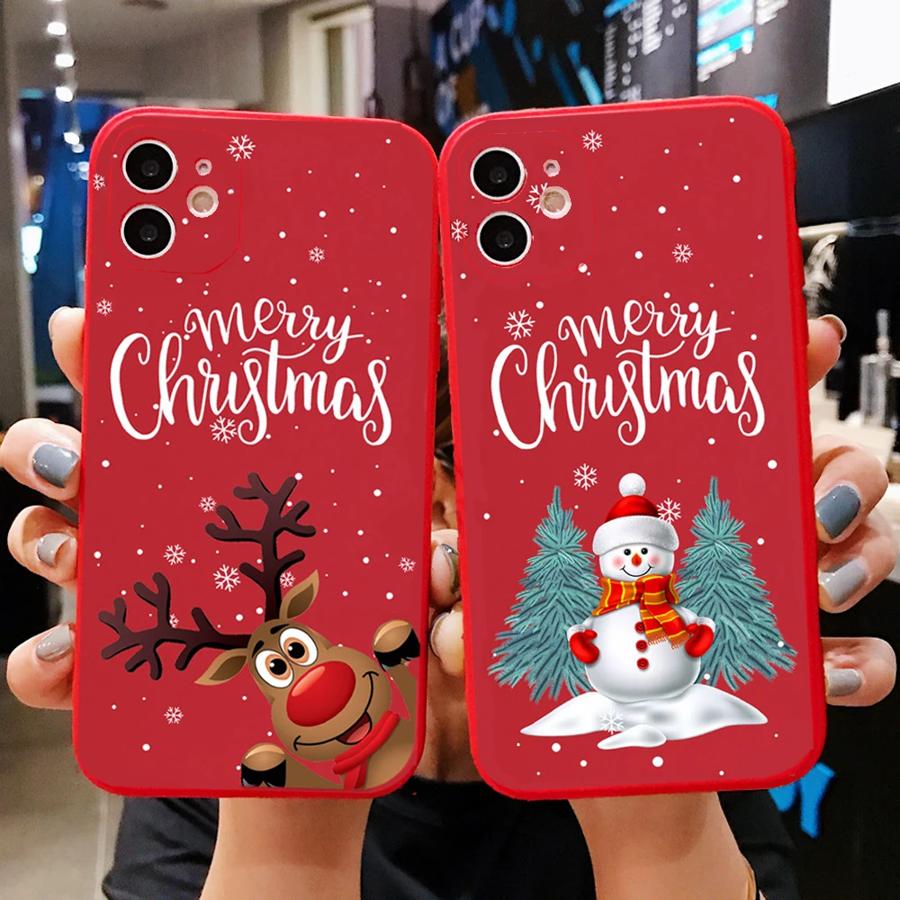 

PUNQZY Christmas Merry Santa Elk Soft TPU Phone Case For Samsung Galaxy S21 S22 A52 A72 A32 A12 5G A50 A70 S10 S9 S8 Red Cover