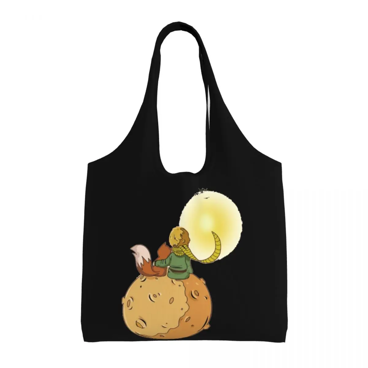 

The Little Prince Shopper Bag Love Fantasy Cartoon Outdoor Handbags Student Print Shopping Bags Cool Polyester Tote Bag