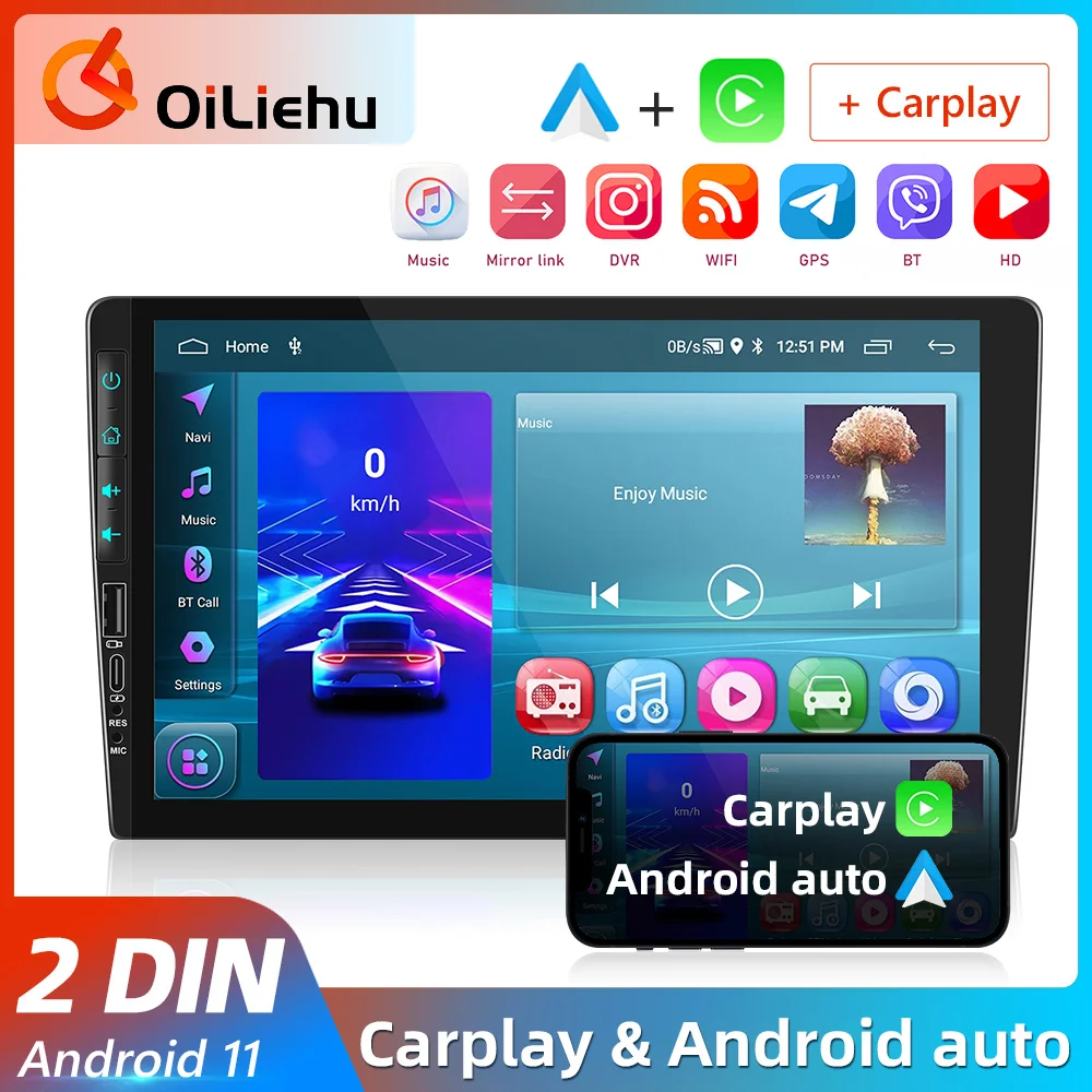 

Автомагнитола OiLiehu, мультимедийный плеер на Android, с 9 "экраном, GPS, Wi-Fi, для Toyota, Volkswagen, Hyundai, Kia, Nissan, Honda, типоразмер 2 din