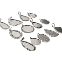 2pcs antique silver alloy geometry pendants simple irregular and round cabochon pendant tray setting diy jewelry making findings
