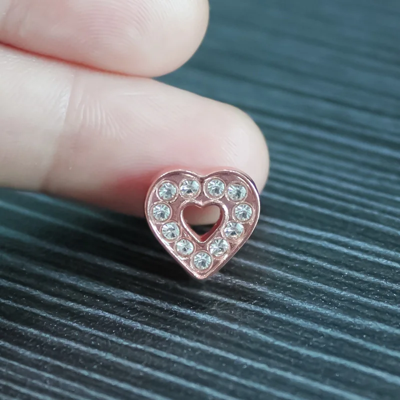 10 шт./лот отверстие 8 мм стразы сердце корона звезда лапа слайд-подвеска розовое