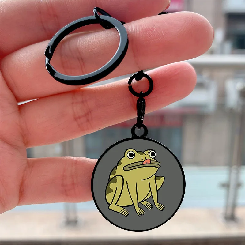 

Fashion cute Frog Derp Cool Key Tag Motorcycles Cars Backpack Chaveiro Keychain For Friends Key Ring Accessories
