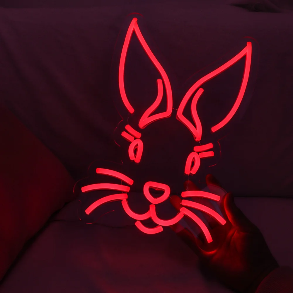 red rabbit Neon Sign  with red lighting for Children's Room ,Decoration Neon Light