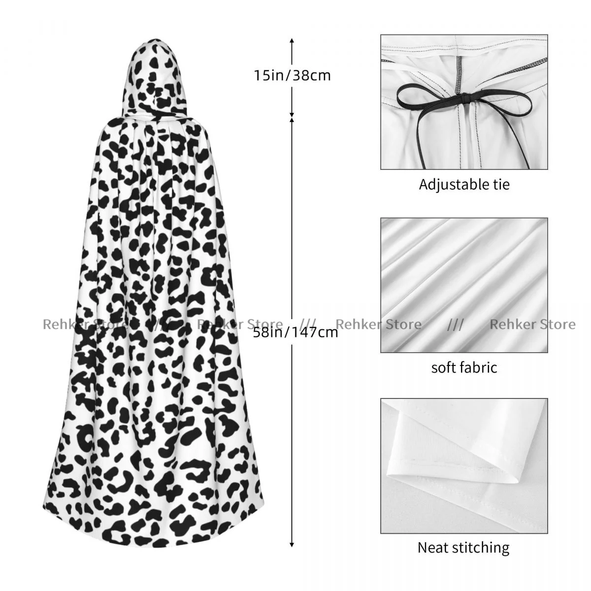 Черно-белая накидка ведьмы с леопардовым рисунком костюм для косплея на Хэллоуин