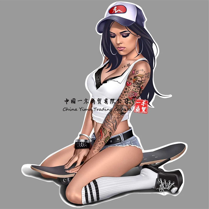 

Pinup Sticker Skater Girl Skateboard Car Sticker Sexy Girls Stickers Lost Packages Decal For Brandalised