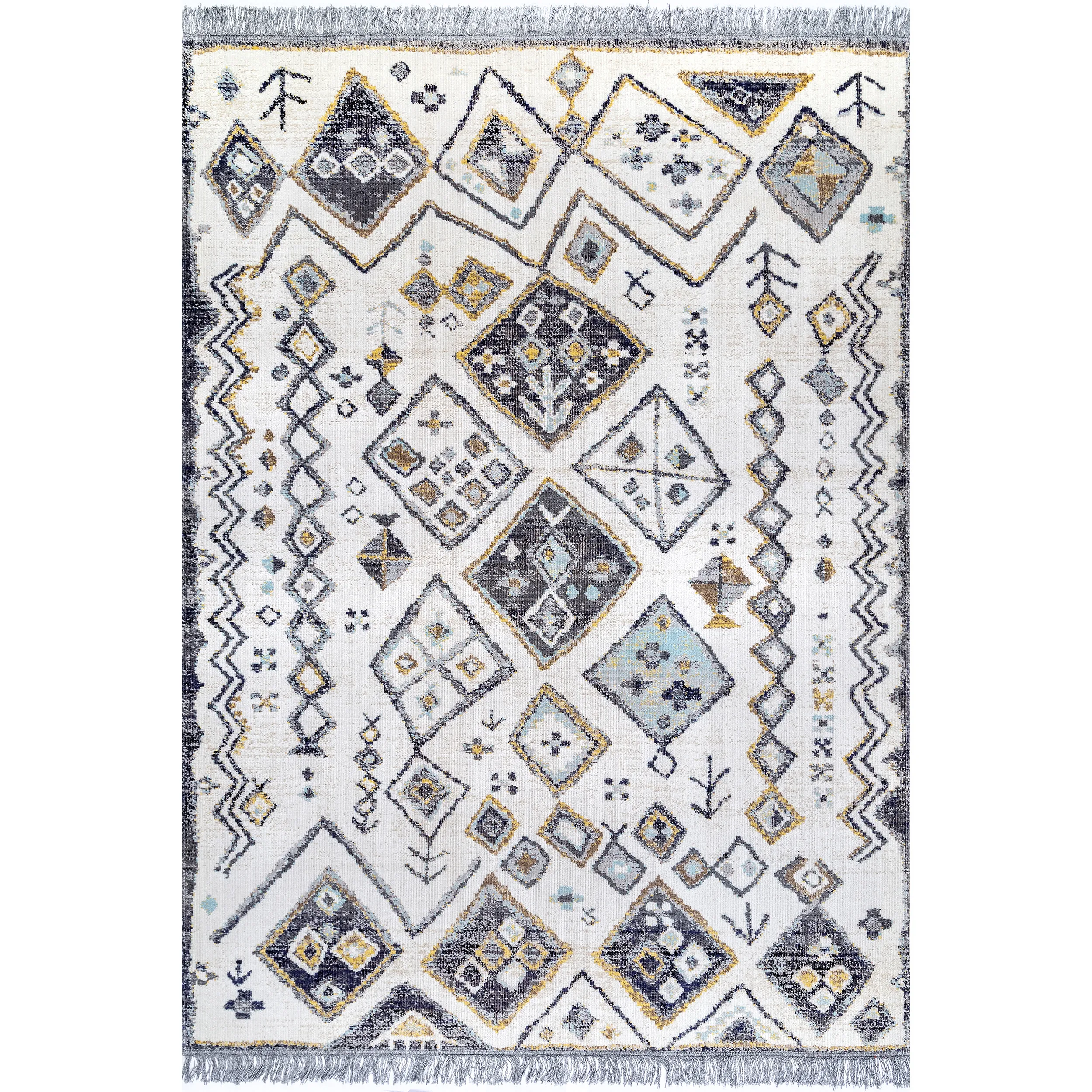 

Moroccan Mural Fringed Indoor/Outdoor Area Rug 6' 7" x 9'