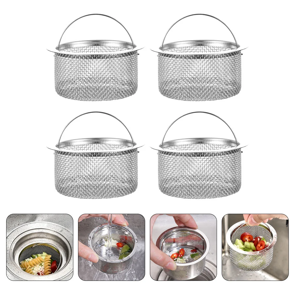 

4 Pcs Mesh Metal Drain Strainer Fine Sink Kitchen Filter Cover Stainless Steel Bathtub Basket Food Catcher