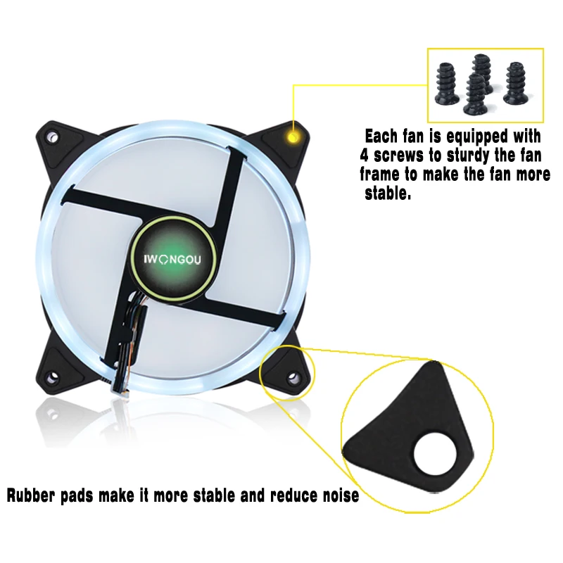 IWONGOU Aura Sync 120mm PC Cooling Case Fan RGB Adjustable speed Adjust LED 12cm pc computer Cooler argb |