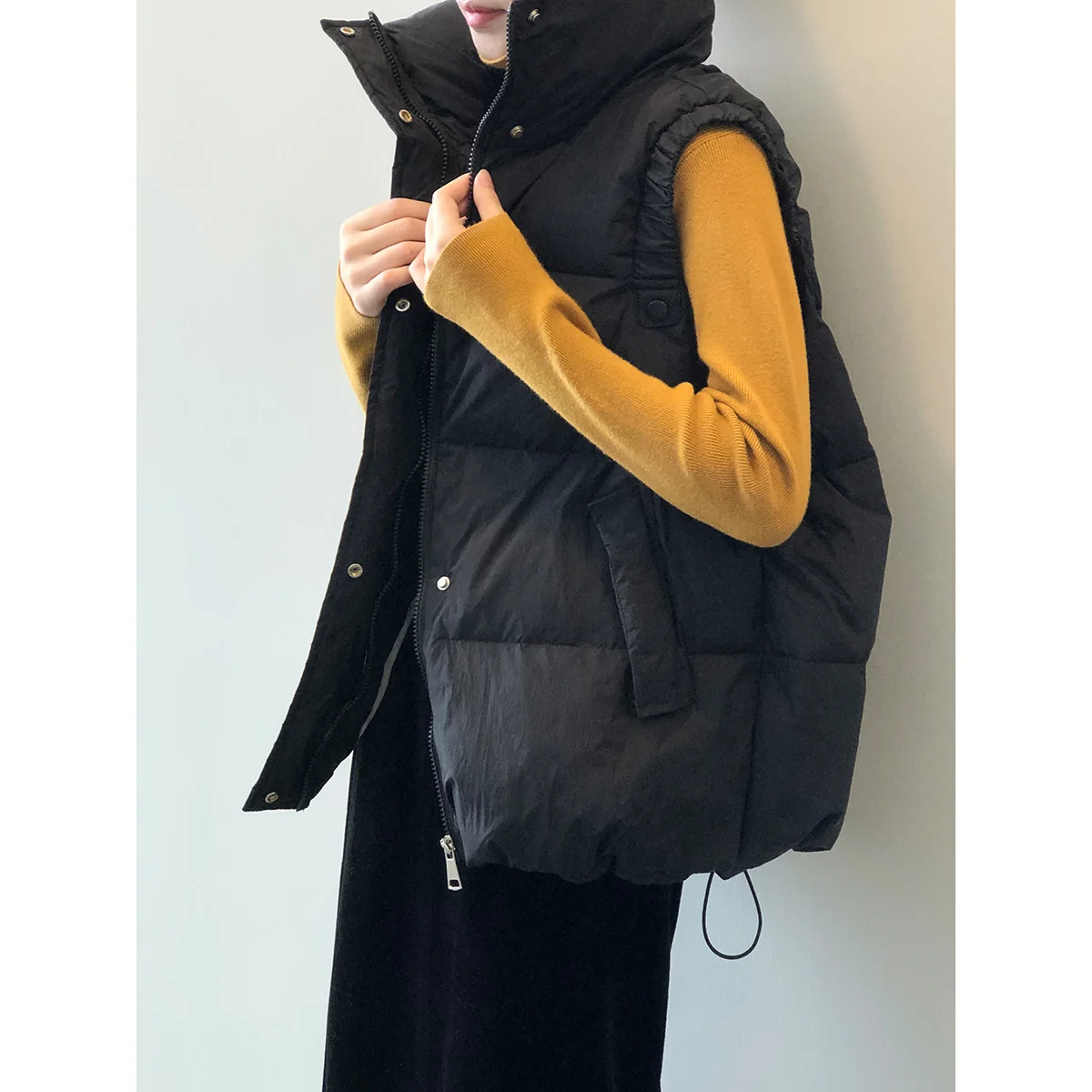 

Женский жилет с воротником-стойкой, 2022 зимний жилет с манжетами из белого утиного пуха