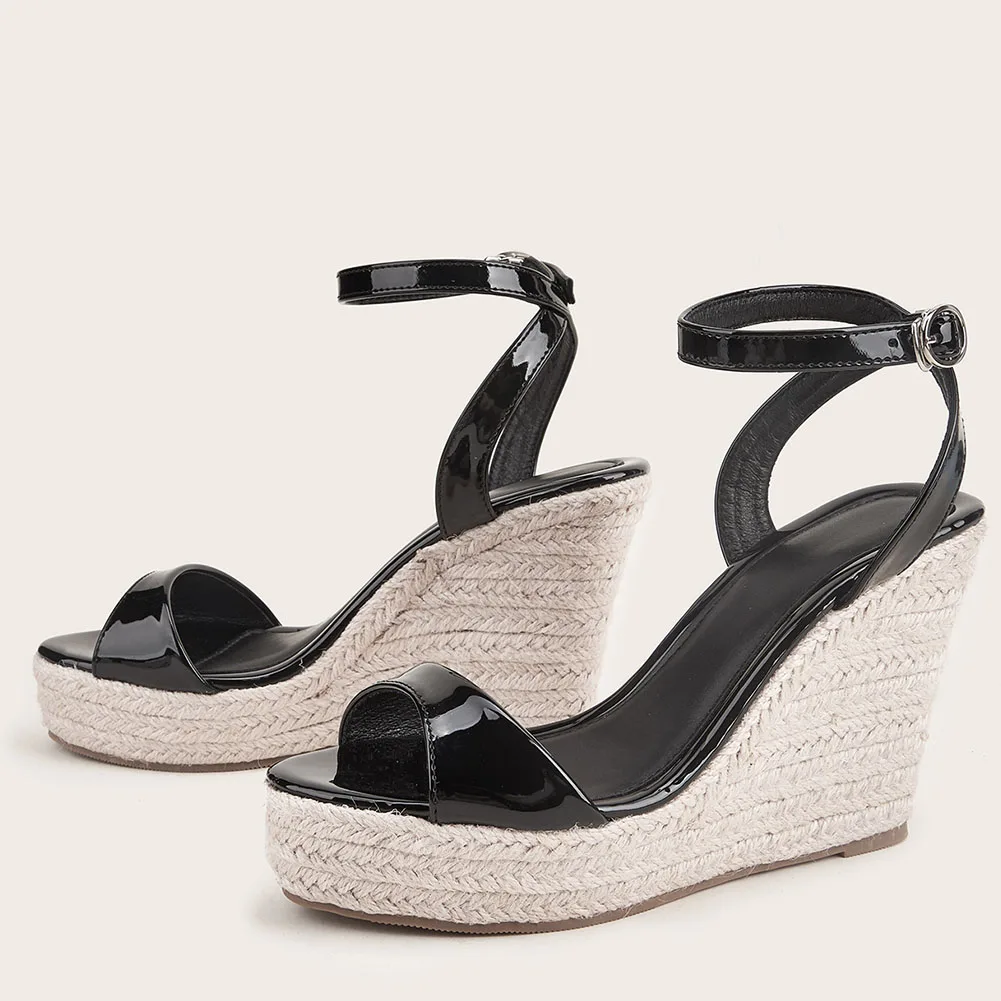 

Босоножки BONJIMARISA женские на высоком массивном каблуке, брендовые сандалии с ремешком на щиколотке, на танкетке, с открытой пяткой, 2023