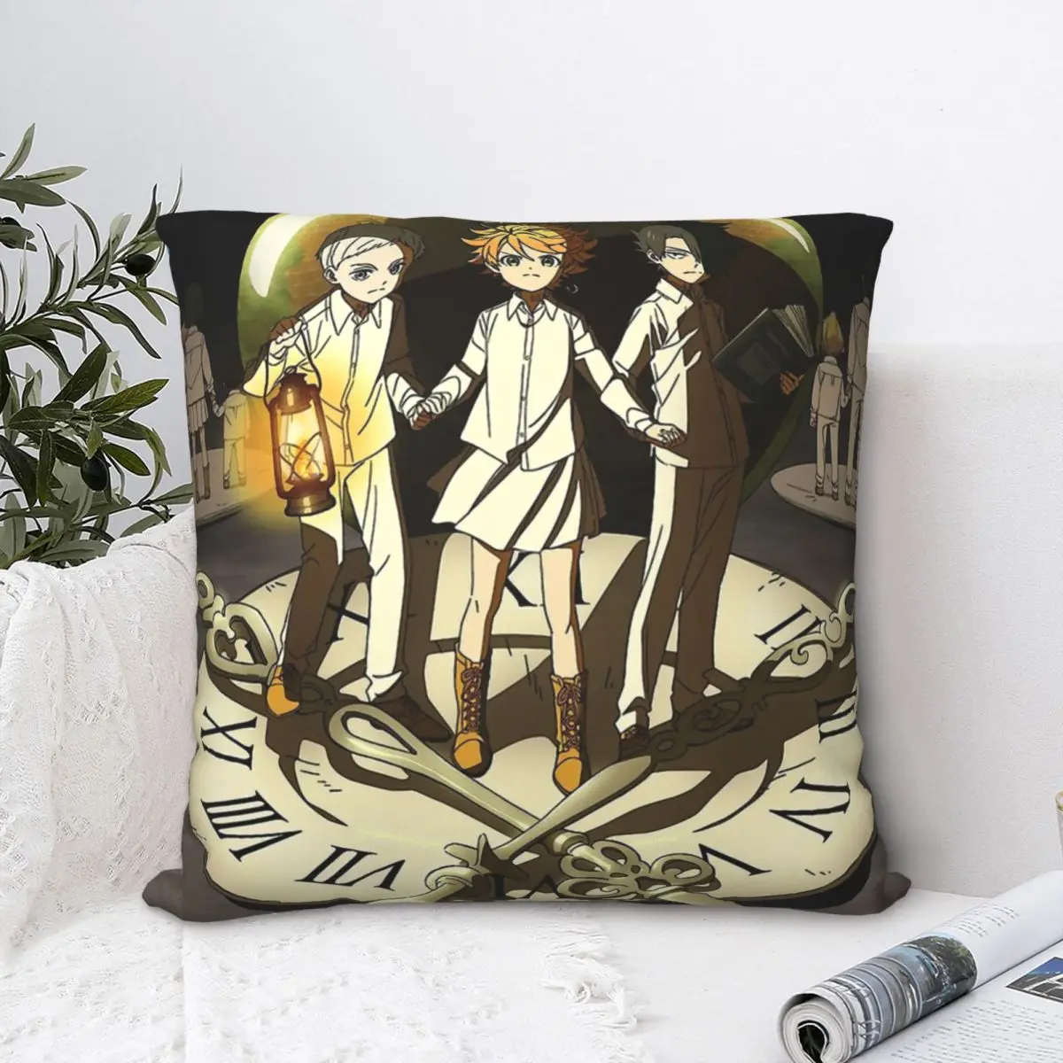

The Promised Neverland Art Hug Pillowcase Backpack Cojines Livingroom DIY Printed Office Coussin Covers Decorative