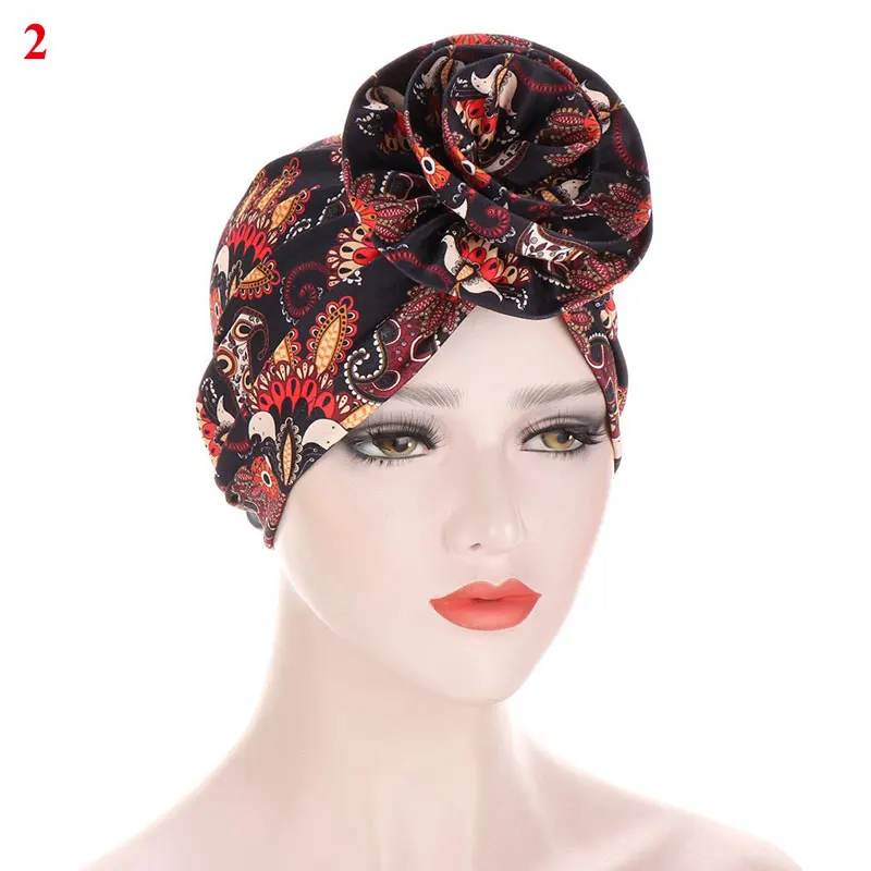 

African Print Stretch Bandana Head Wrap Muslim Bonnet Hat Sleep Hat Head Cover Headscarf Women Resuable Party Turban Headwear