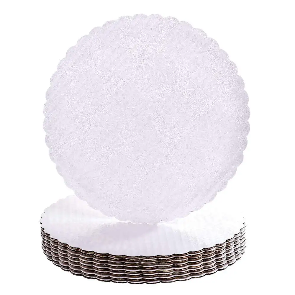 

12" White Scalloped Edge Boards, 25 ct