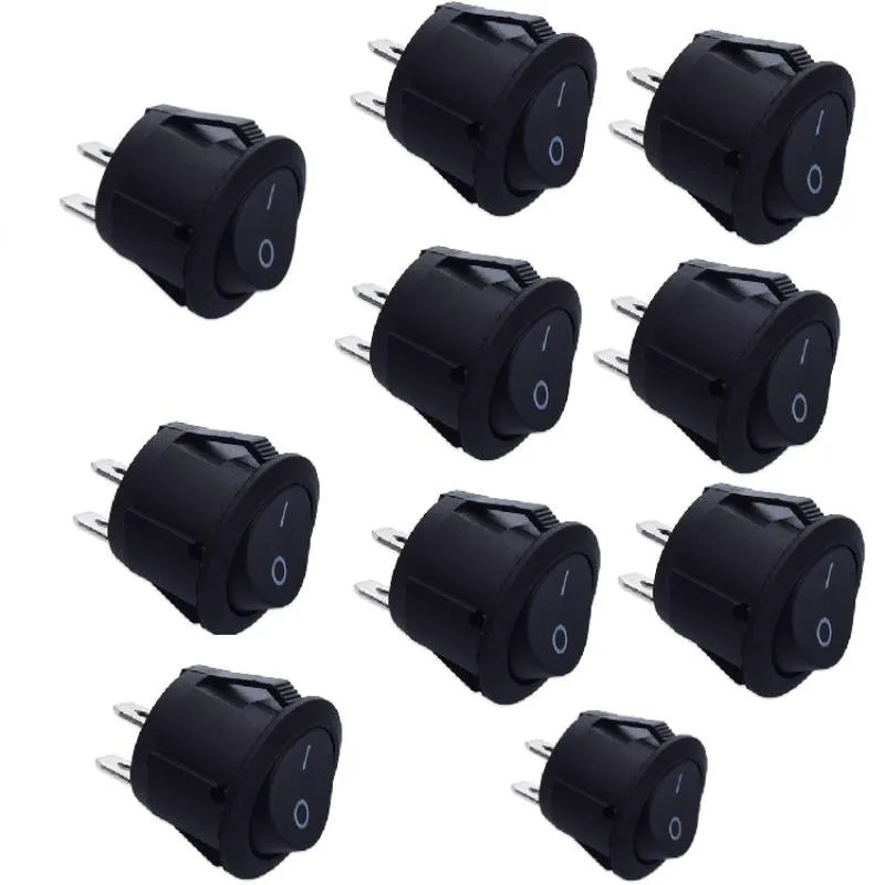

10PCS 12v Round Rocker Switch ON/OFF 2 Pin SPST Compatible With Camper Van/ Caravan/ Motorhome/Boat 6A 250V 23mm Switches