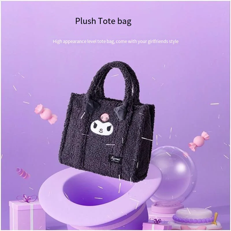 

Kawaii Cartoon Sanrio Cinnamoroll Kuromi Student Anime Plush Bag Portable Tote Bag Large Capacity Send Girlfriends High Value