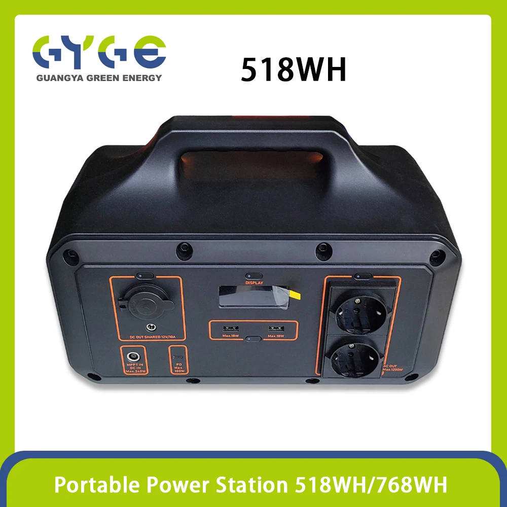 

GYGE 220V AC 500W Portable Power Station Solar Generator 500Wh LiFePO4 Battery Camping Fishing RV Outdoor Camera Drone for Home