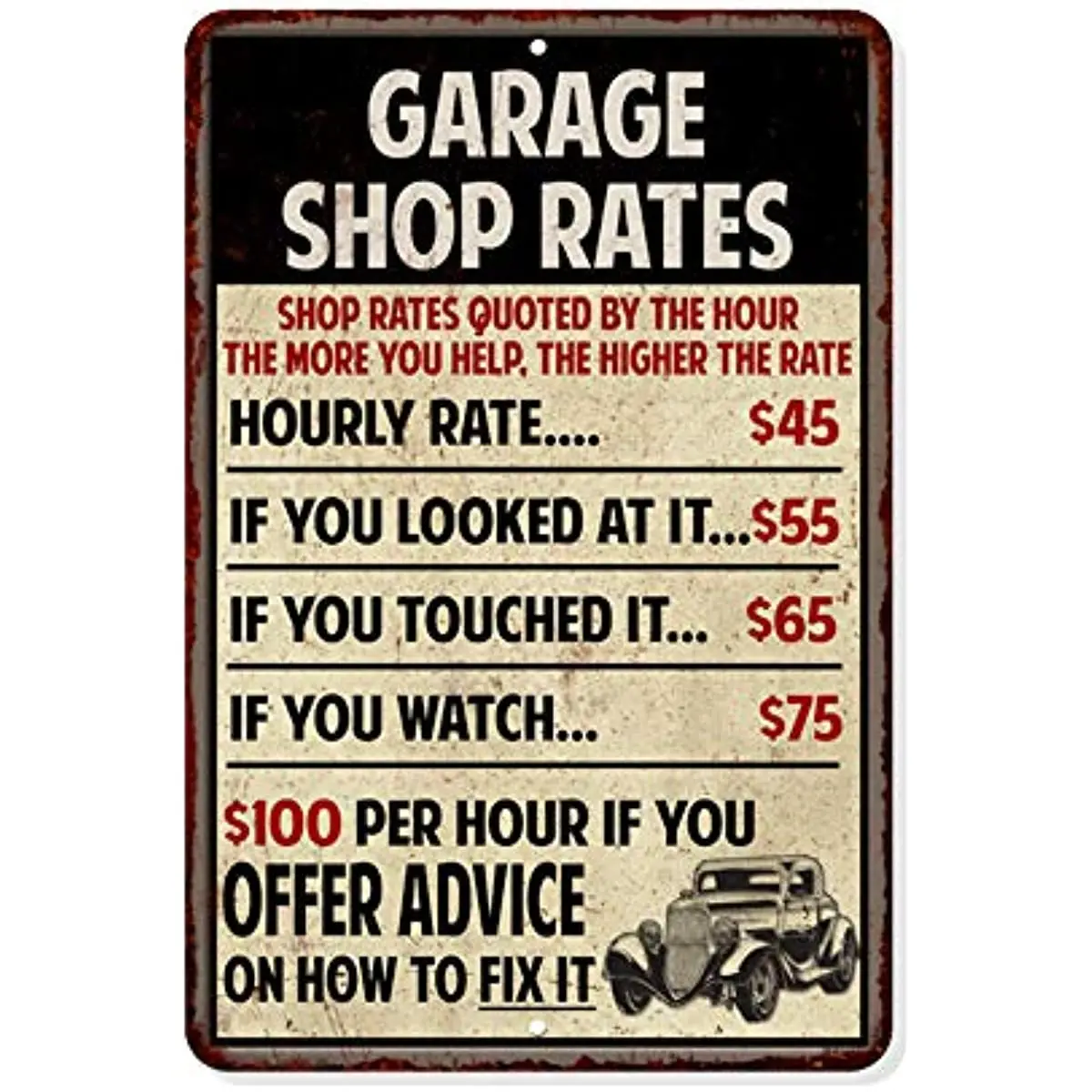 

Shop Rates Sign Garage Rustic Wall Décor Mechanic Signs Pops Mechanics Automotive Man Cave Bar Tin Vintage Car Funny Retro Metal