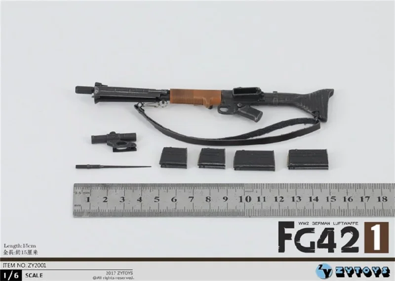 

ZYTOYS ZY2001 Scale 1/6th WWII Weapon Series FG42-1 About 15CM Can't Be Fired Model For Figures Scene Component