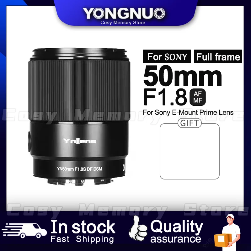 Полнокадровый объектив YONGNUO 50 мм F1.8S DF DSM для Sony E-Mount A6300 A6400 A6500 NEX7 APS-C с автофокусом