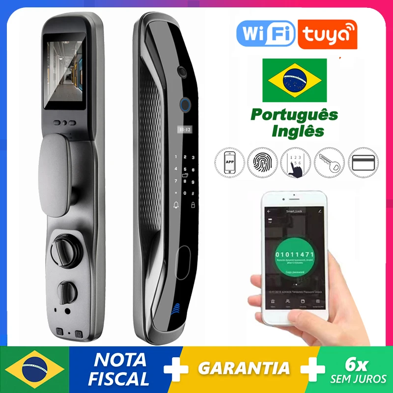

Wifi Smart Lock Door With Tuya APP Remotely / Biometric Fingerprint / Smart Card / Password / Key Unlock Smart Life Smart Home