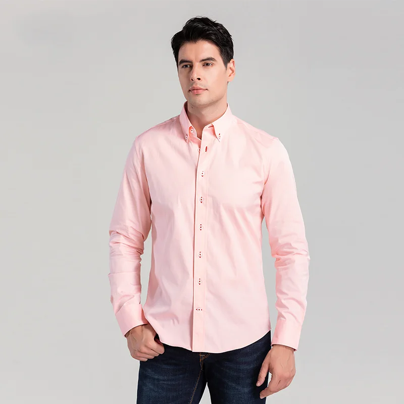 

Men's Shirt Fashion 100% Cotton Soft Comfortabl Long Sleeve Shirt Solid Slim Fit Tops 2023 Luxury New Male Social Business Shirt