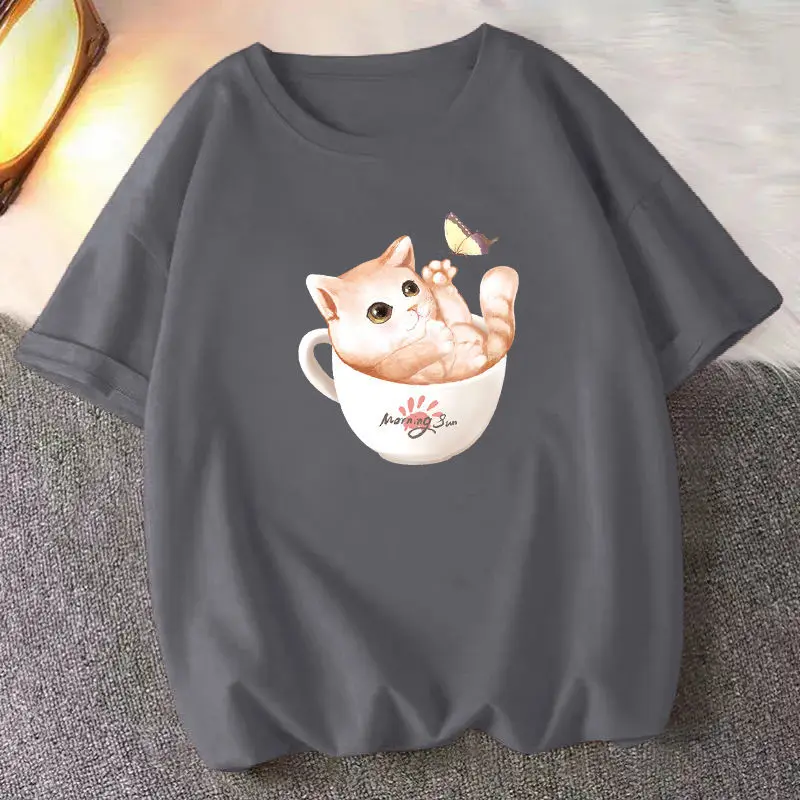 

Футболка женская летняя с коротким рукавом, из 100% хлопка