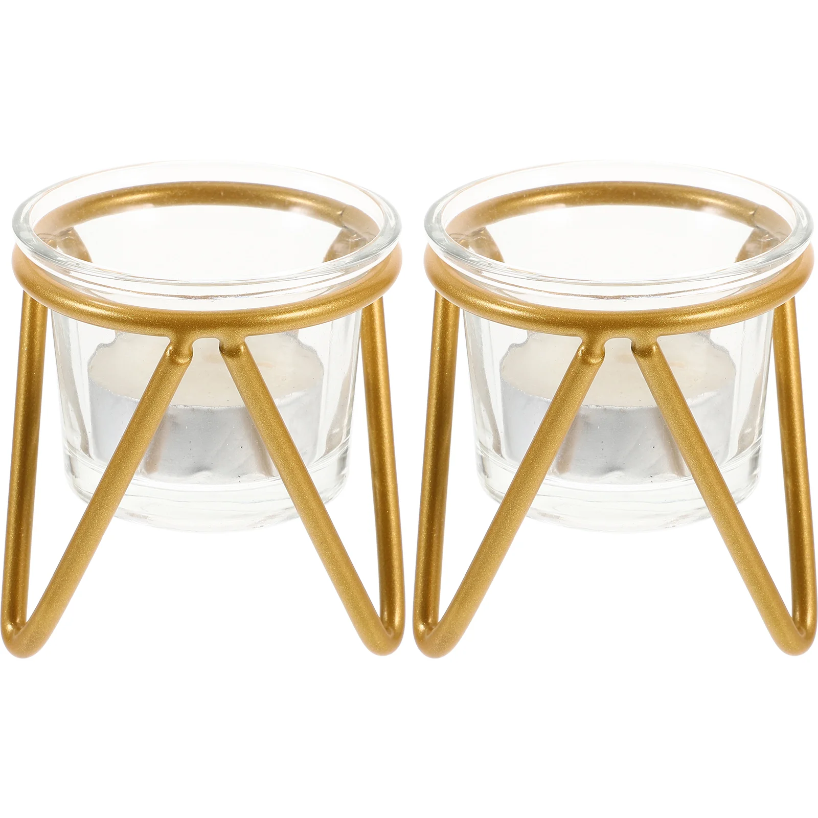 

2 Sets Glass Holders Dining Table Tripod Glass Cup with Tealight