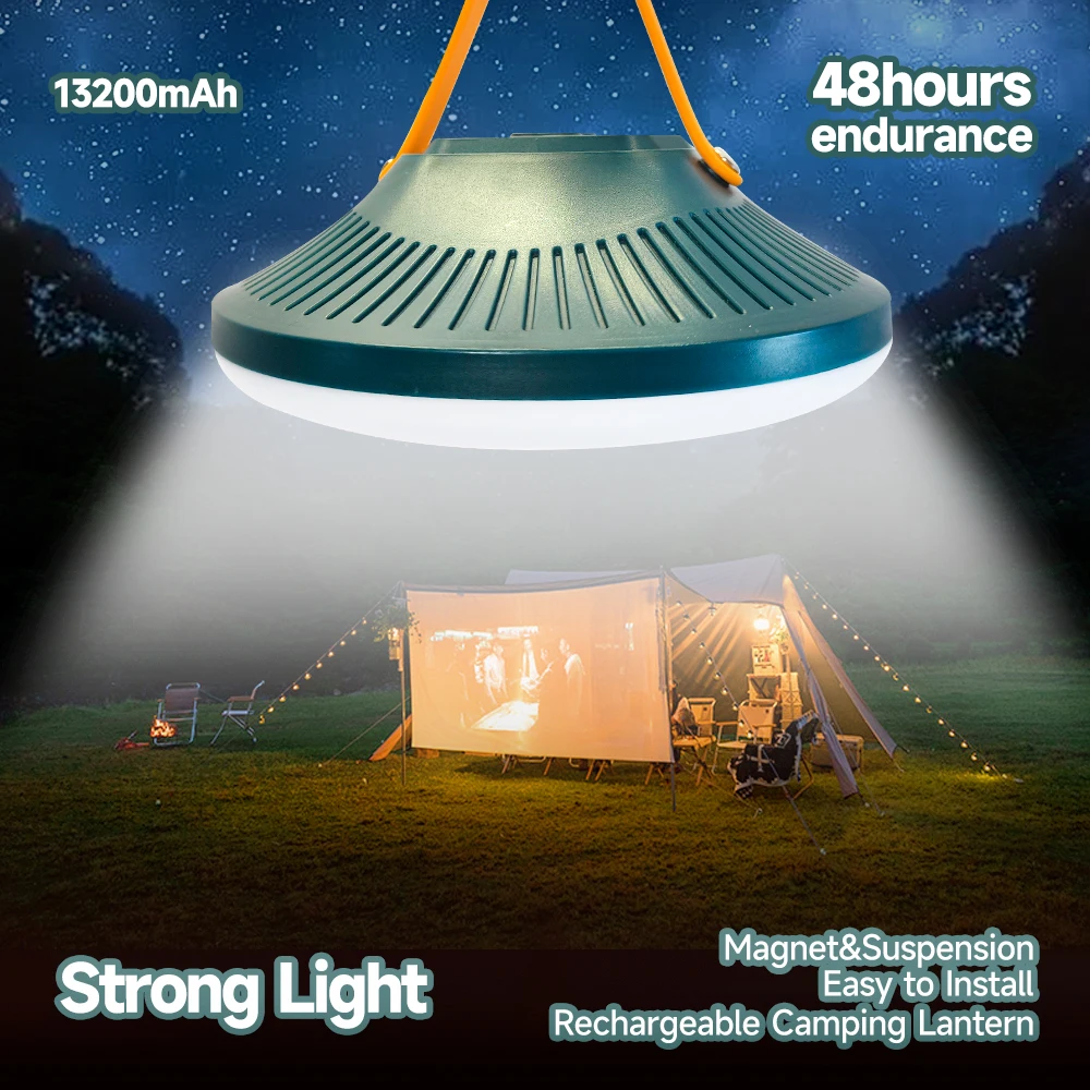 

Лампа для кемпинга, работы на открытом воздухе, магнитная лампа, экстренная водонепроницаемая палатка, портативный фонарь с регулируемой яркостью 13200 мАч, мощный