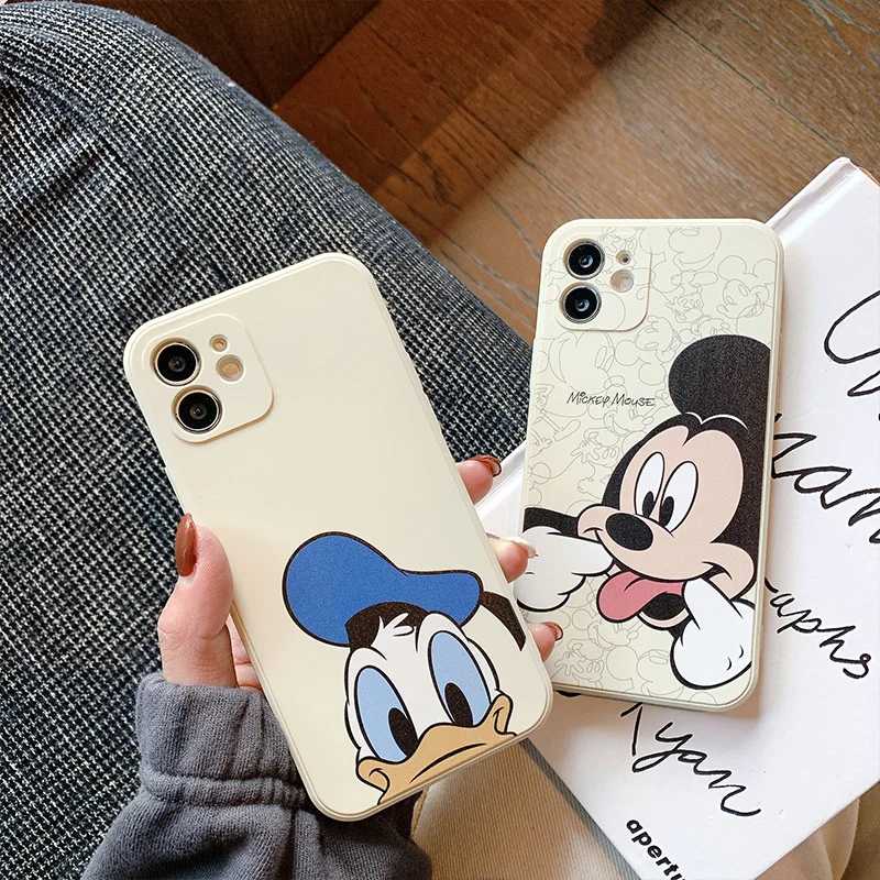 

Side Mickey Donald Duck Suitable for 12 / 11pro Max / 8plus iphone Xs Mobile Phone Case Iphone7p Soft Xr