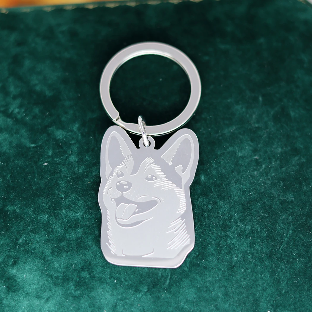 Брелок QIMING из нержавеющей стали для женщин милая бижутерия в виде собаки Шиба-ину