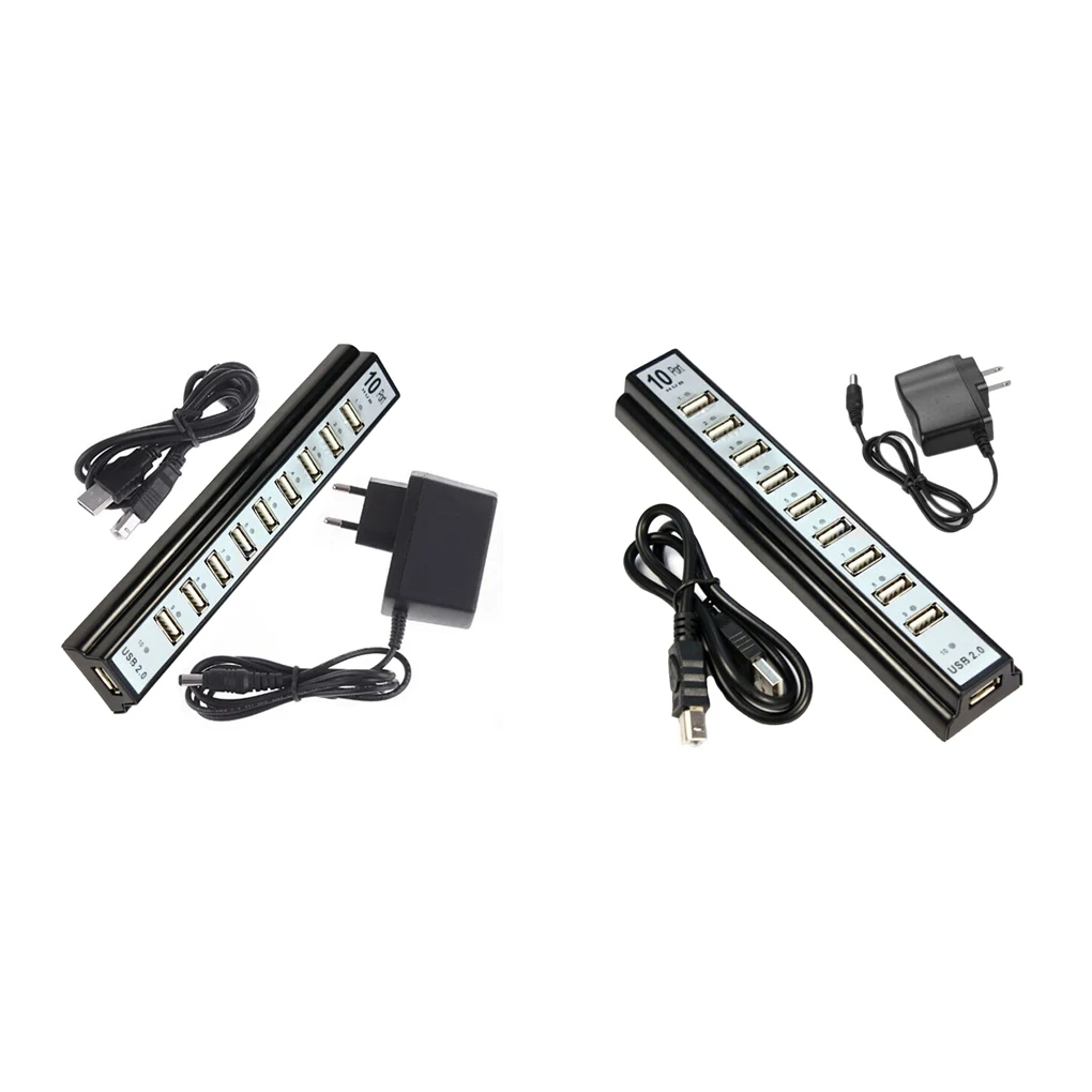 

10 Ports Keyboard USB 2 0 Splitter Hub Computer Expander Power Adapter