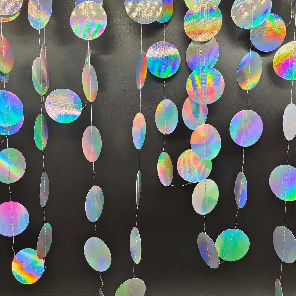 

2 Pcs Laser Silver Glitter Circle Dots Paper Dot Streamer Party Banner Backdrop Hanging Birthday Wedding Baby Shower Decoration
