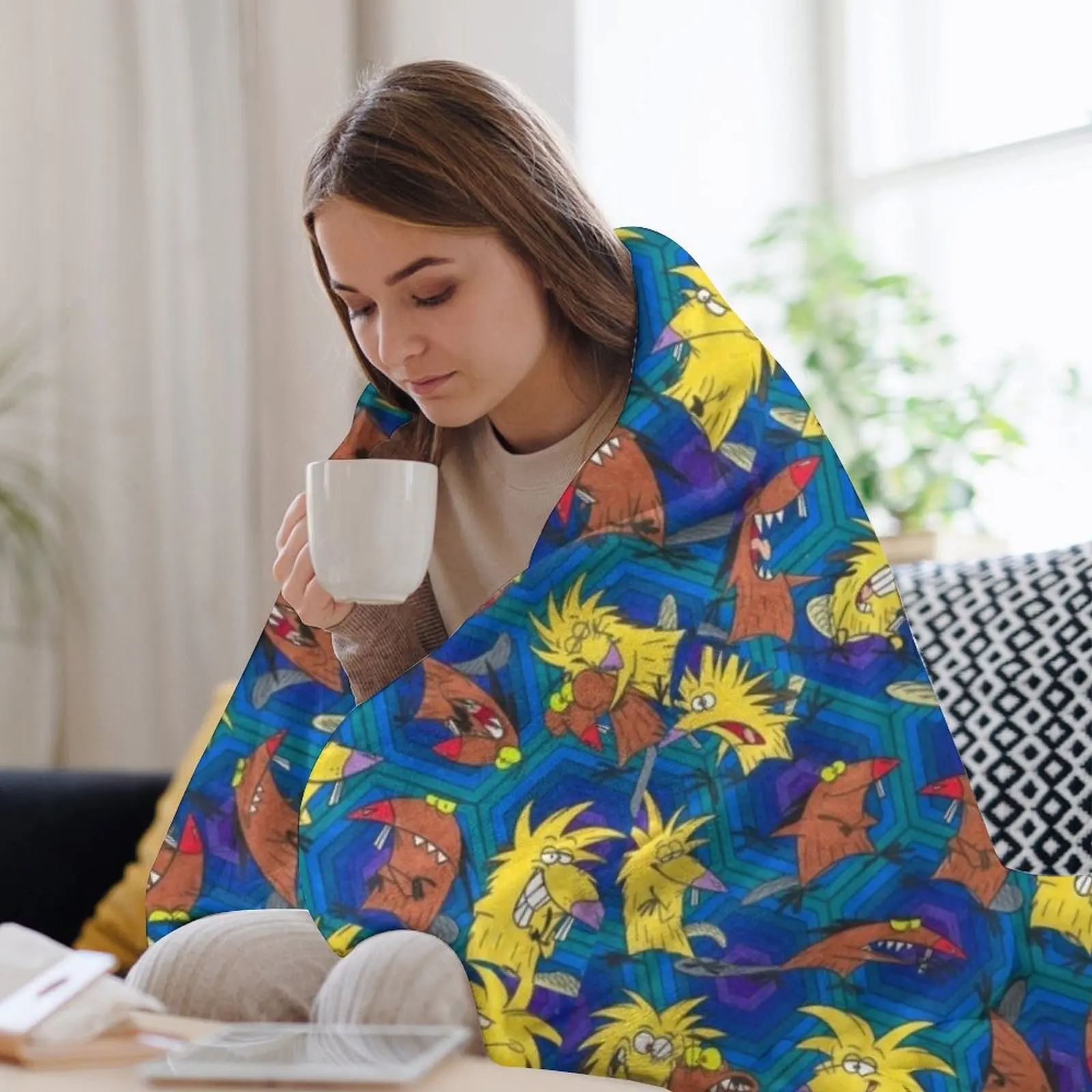 Фото Плед с изображением Норберта и Даггетта из мультфильма «Злые бобры» от Nickelodeon, стильный декоративный плед, подарок для друзей и соседей по комнате №3