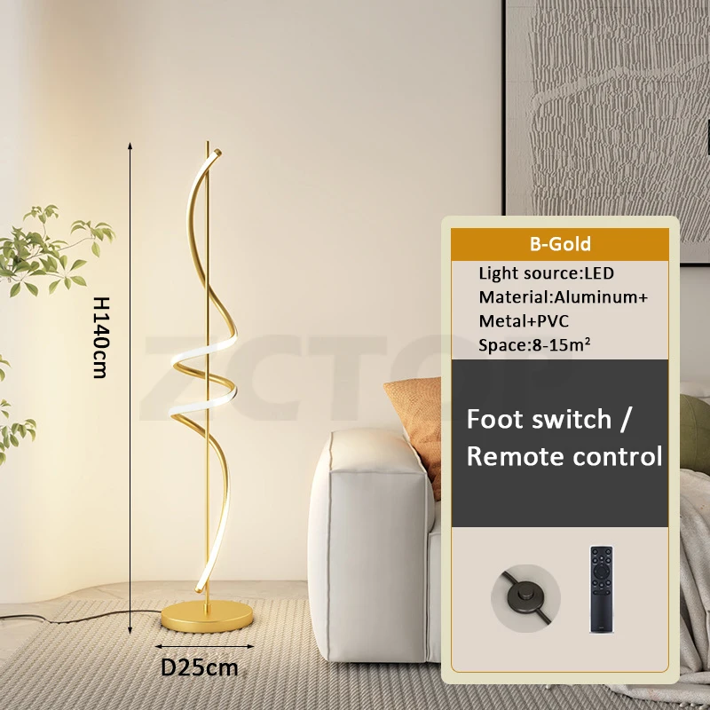 

Напольный светильник ZCTOP минималистичный LED золотой черный