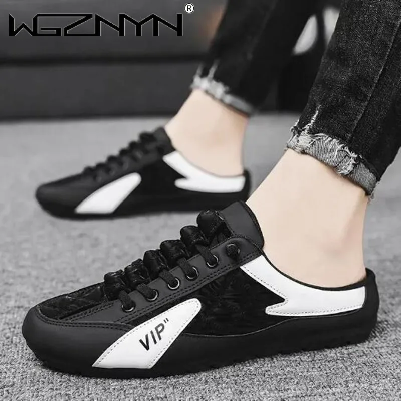 Тапки мужские на плоской подошве Повседневные Классические слипоны полутапочки