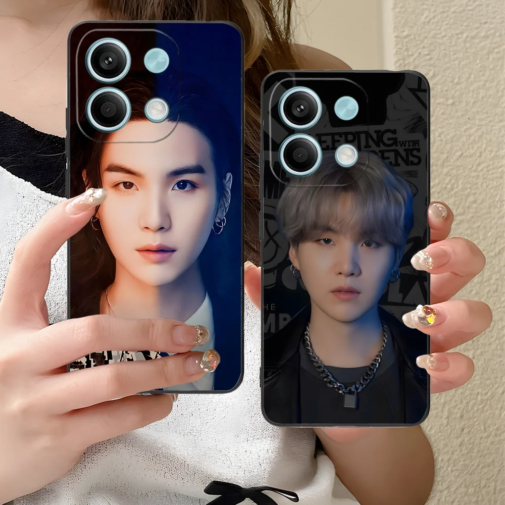 Чехол для мобильного телефона KPOP Yoongi Xiaomi Redmi Note 13 12 11 10 9 8 7 6 S A Pro Lite Plus 5G черный
