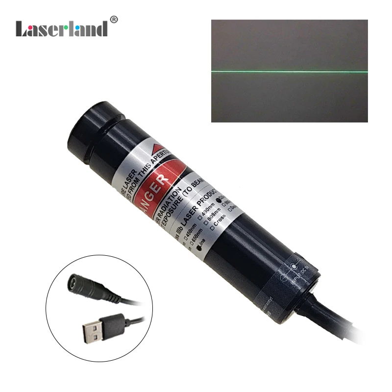 Зеленый лазерный Линейный модуль 520nm 30 МВт, Диод для выравнивания пилой, резак для резки древесины и ткани 16 мм