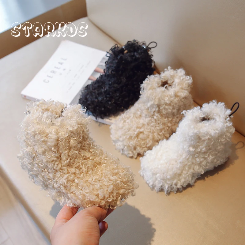 Baby Child Winter Snow Boots Outdoor Luxury Teddy Fur Booties Boys Girls Warm Shearling Plush Zipper Botas