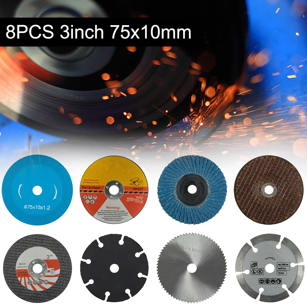 

8 PCS 75mm Cutting Disc For Angle Grinder Metal Circular Saw Blade Grinding Wheel For Cutting Polishing Ceramic Tile Wood Stone