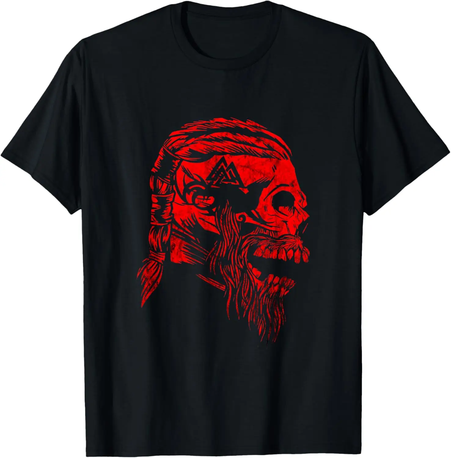 Фото Футболка Nordic Warrior Skull Odin Valhalla Valknut с символом, 100% хлопок, с круглым вырезом и коротким рукавом, летняя повседневная мужская футболка, уличная одежда №1