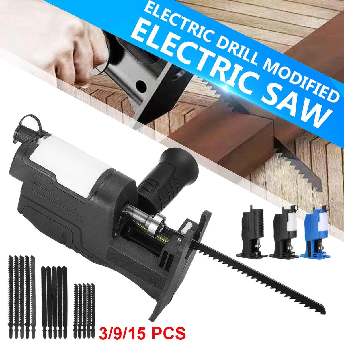 

Electric Drill Modified To Electric Jigsaw Portable Reciprocating Saw Adapter Wood Metal Cutting Tool with Oil Tank Saw Blade