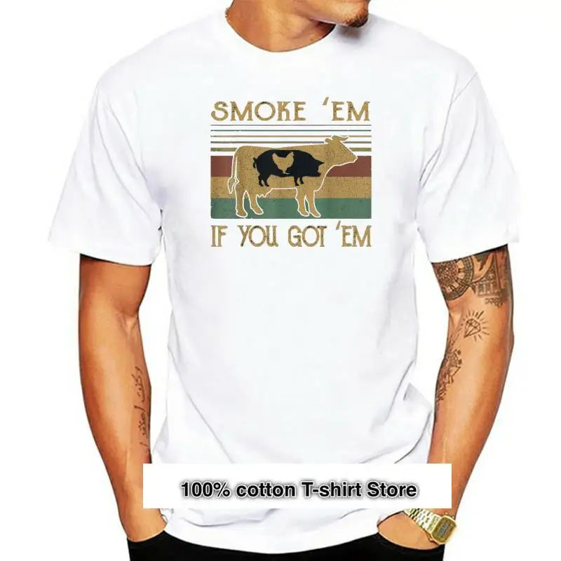 

Smoke-Camiseta Vintage для мужчин, camisa de barbacoa, S-6XL