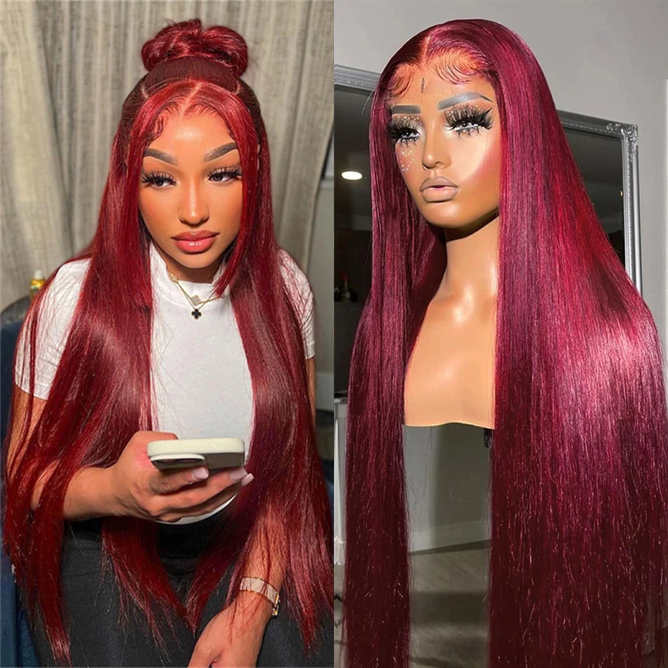 Ed Straight Glueless Wig  Human Hair Ready To Wear Red 13x4 13x6 Hd Lace Frontal Wig