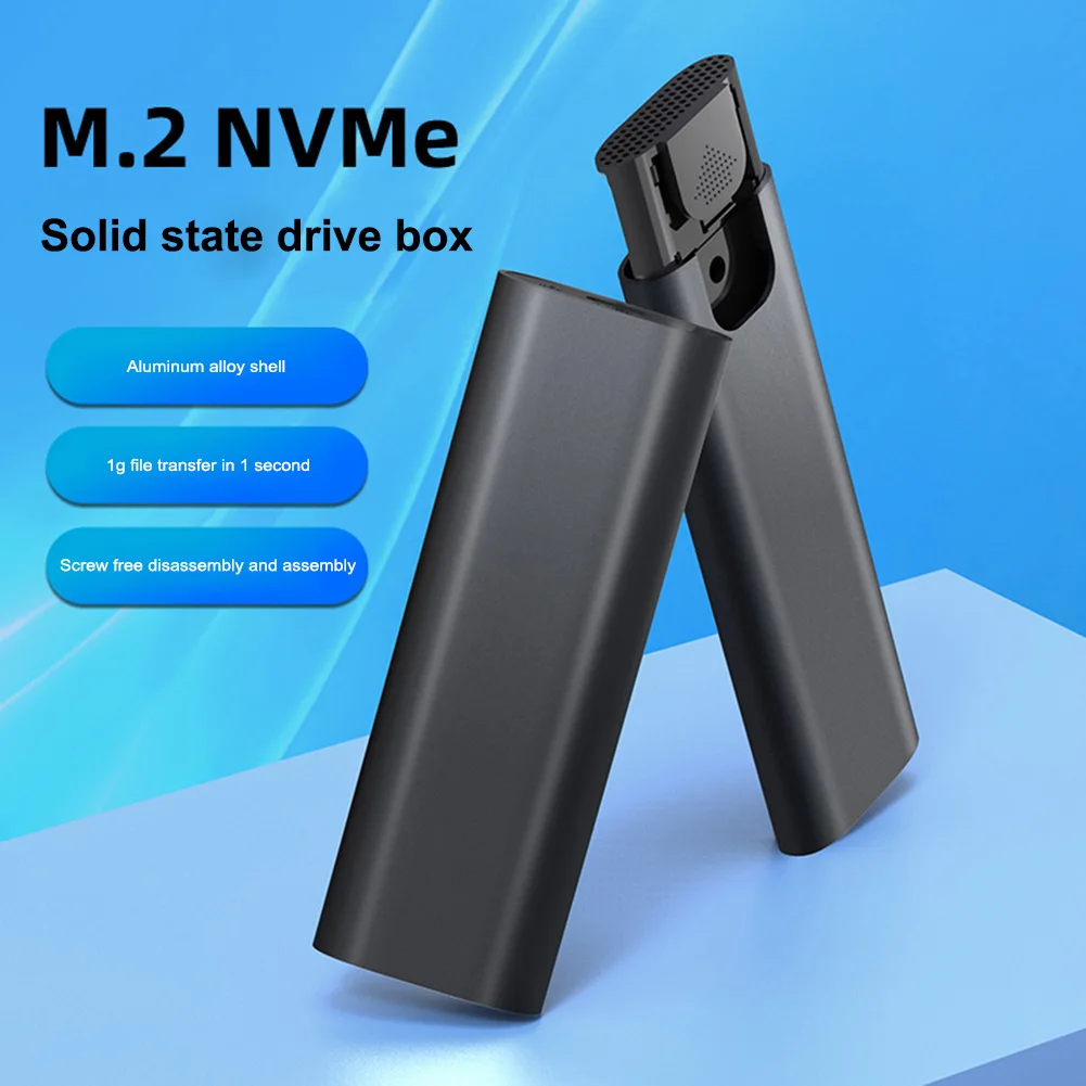 M2 SSD Case NVMe SATA USB 3.1 Gen 2 10Gbps M.2 SSD Enclosure M.2 NVMe Case External Adapter Box for 2230 2242 2260 2280 M2 SSD