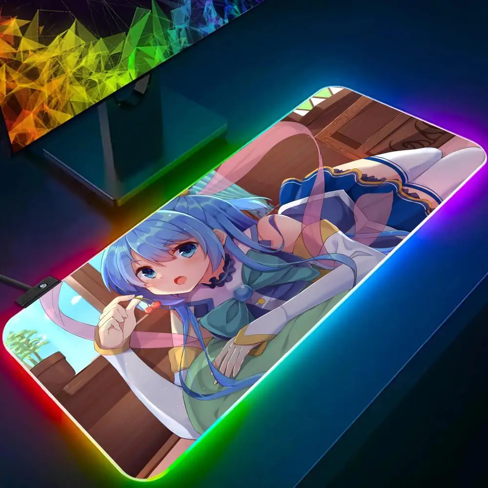 Коврик для мыши с рисунком аниме A-Aqua k-konosuba RGB светящийся персонализированный
