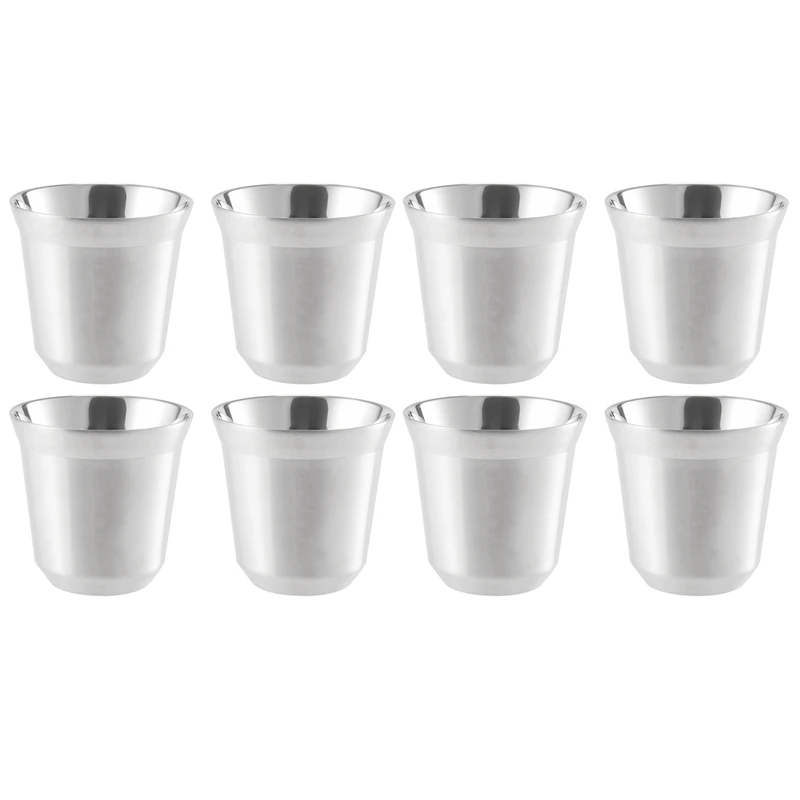 

Steel Espresso Cups Set Of 8, Double Wall Insulated Coffee Mugs Tea Cups, Easy Clean And Dishwasher Safe (80ML) Retail
